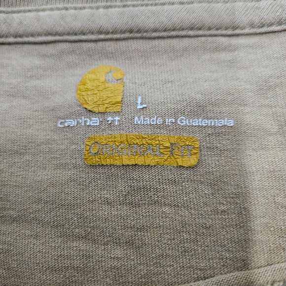 Carhartt Pocket Tee Shirt, Size Large, Tan Beige Brown Work, Preowned - Picture 3 of 4
